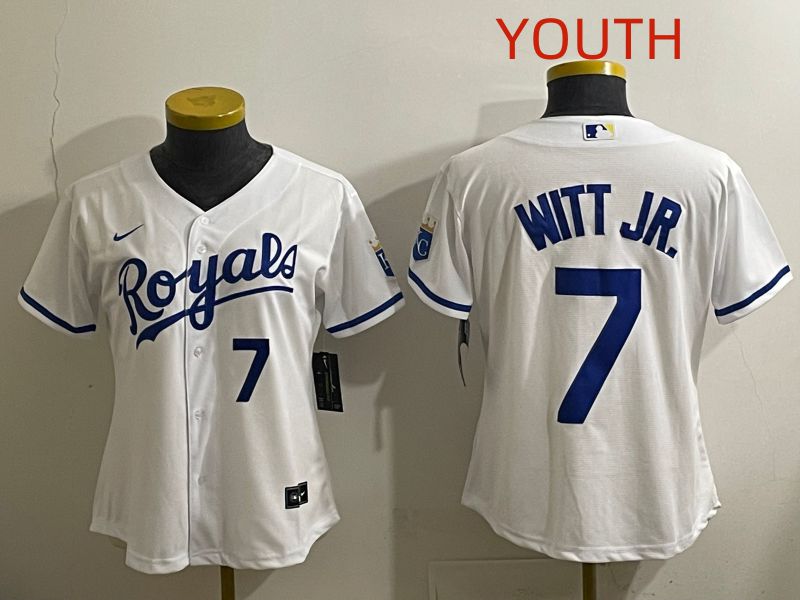Youth 2025 Kansas City Royals #7 Witt jr White Game Nike MLB Jersey style 4